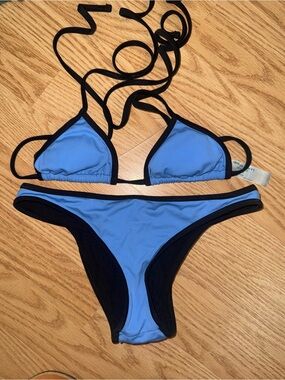 ASOS Blue Micro Bikini Set with Black Trim